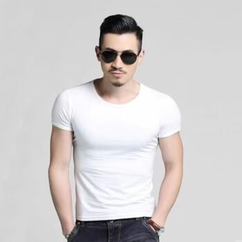 2024 new solid color t-shirt men's short-sleeved round neck loose casual large size half-sleeved t-shirt summer t-shirt trend
